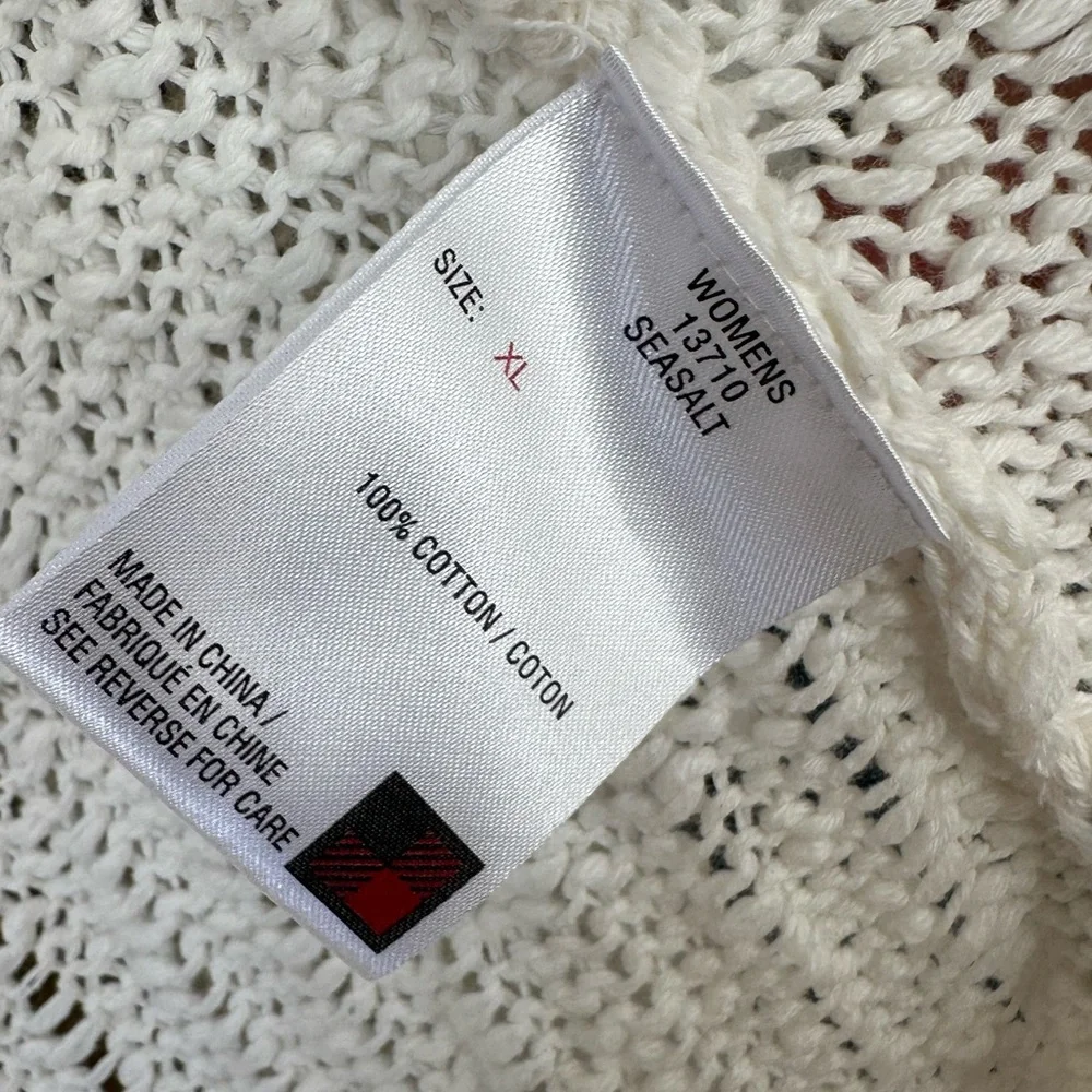 Woolrich Open Knit Long Cardigan XL Seasalt Cotton Duster Coastal Layer Spring - Picture 6 of 8